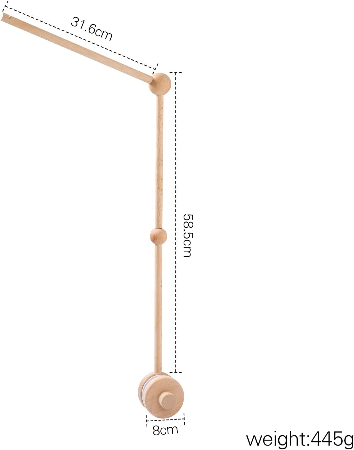 Baby Mobile Hanger Arm - Adjustable Timber