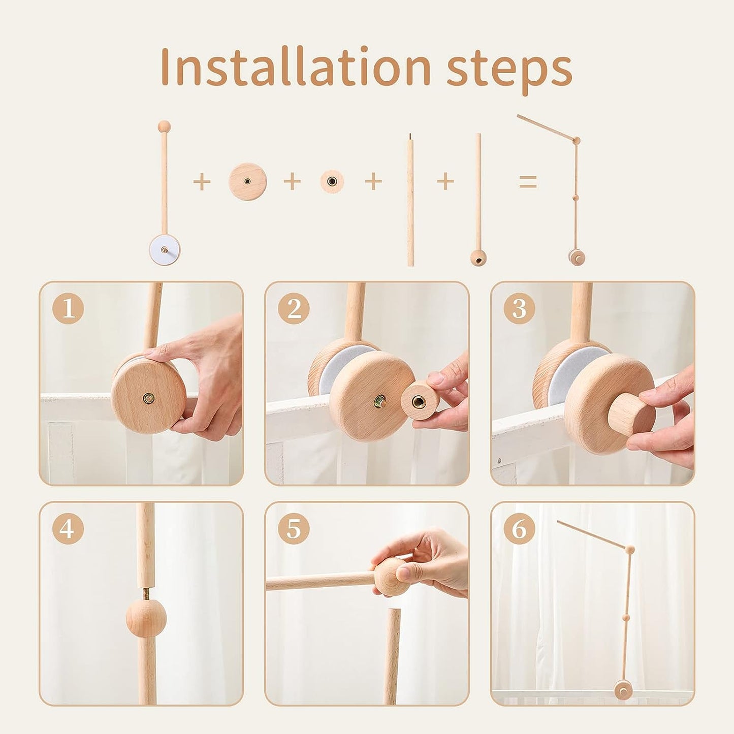 Baby Mobile Hanger Arm - Adjustable Timber