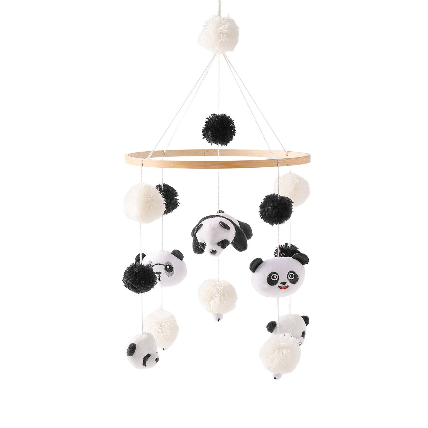 Dreamy Harmony Baby Mobile - Wood & Crochet - Pandas