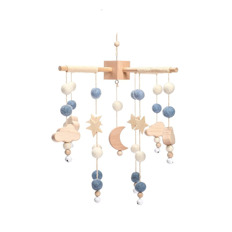Dreamy Harmony Baby Mobile - Wood & Crochet - Moon