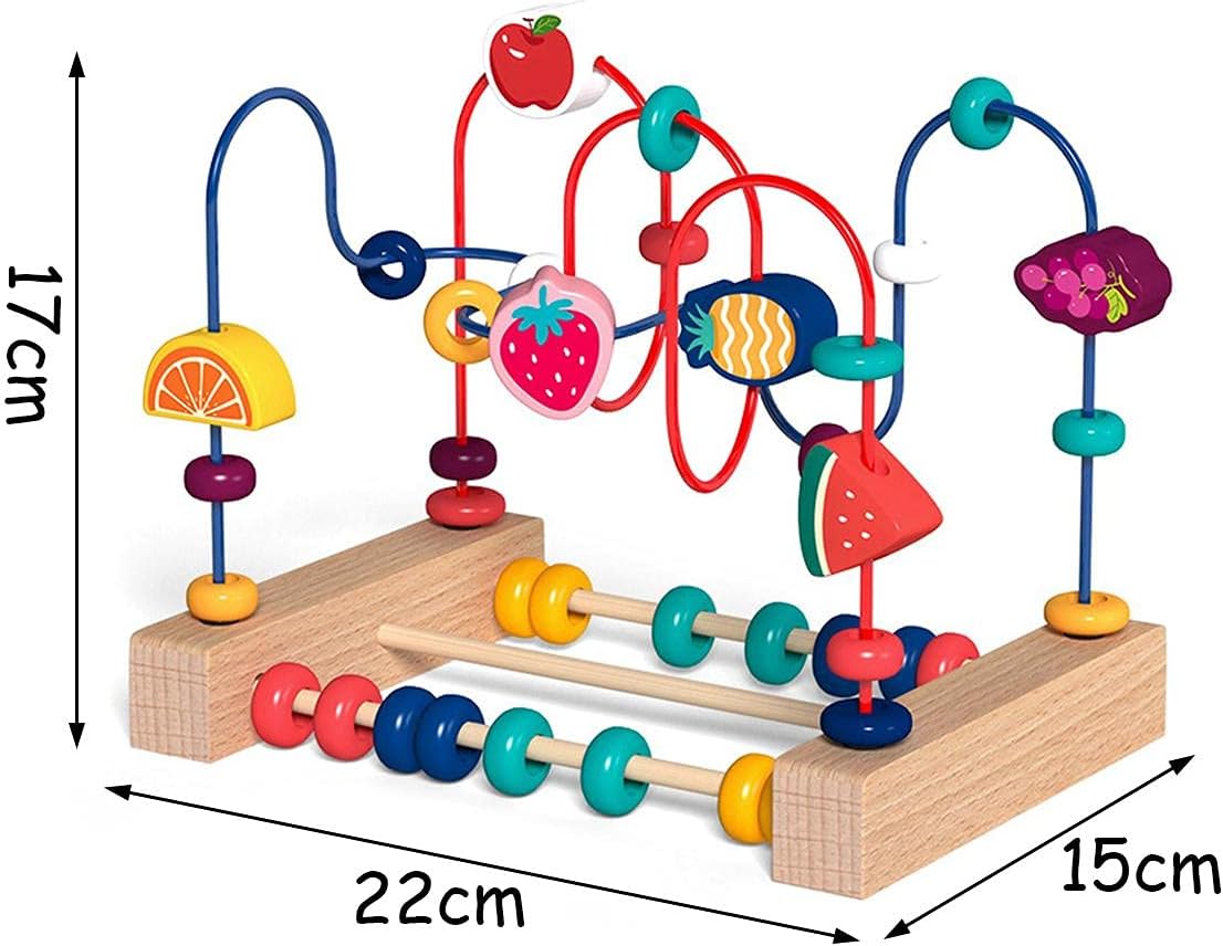 Montessori Baby Toy / Wooden Roller Coaster / Fruit Bead Maze