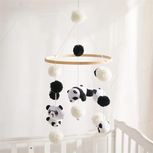 Dreamy Harmony Baby Mobile - Wood & Crochet - Pandas